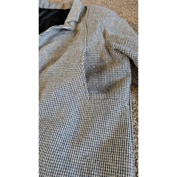 Vintage Gray Houndstooth Blazer Womens XL Raglan Sleeve High Welt Pockets - Picture 3 of 16